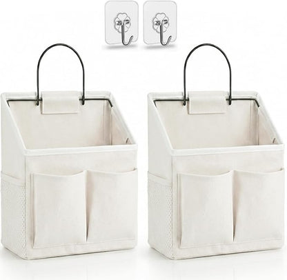 Kanrichu 2pcs Wall Hanging Organizer Bag, Linen Fabric Door Hanging Storage by KANRICHU