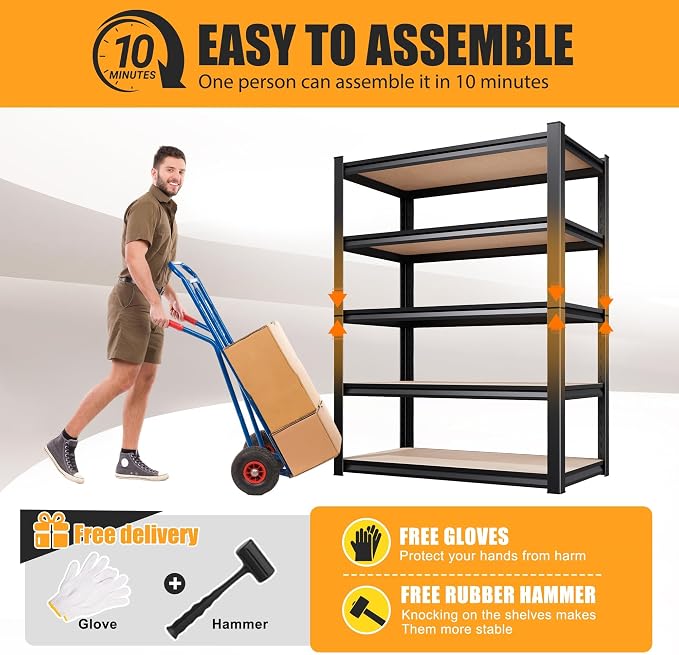 2Pack Garage Shelving Heavy Duty Storage Shelves, Metal Adjustable Shelving Unit - Image 7