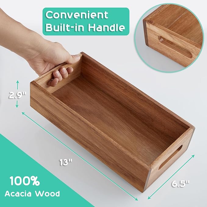 ALELION Acacia Wood Bathroom Storage Basket - Image 4