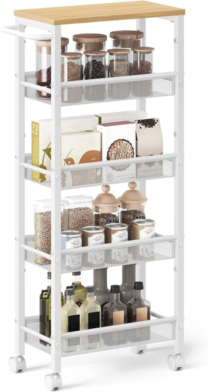 VASAGLE Slim Rolling Cart, 5-Tier Storage Cart, Narrow Cart by VASAGLEbySONGMICSHOME