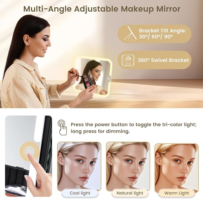 Makeup Box with Magnetic Lighted Up Mirror Makeup Organizer Box Travel Cosmetic - Image 8