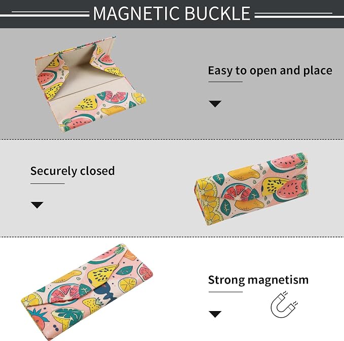 Foldable Glasses Case, Magnetic PU Leahter Sunglasses Case, Cute Hard Shell - Image 5