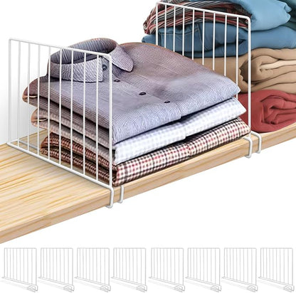 Shelf Dividers for Closet Organization, 8 Pack Metal Closet Shelf Dividers by LQQBOX