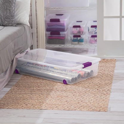 Sterilite 8-Pack 60 Quart ClearView Latch Box, Wheeled Underbed Organizer Bins - Image 6