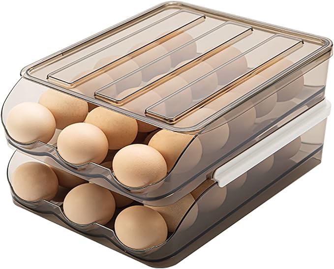 Egg Holder for Refrigerator Auto Scrolling Organizer Plastic Stackable Storage by memeyou