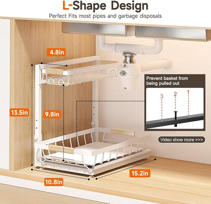 Sevenblue 2-Pack 2-Tier Height Adjustable Under Sink Organizer & Storage | - Image 2