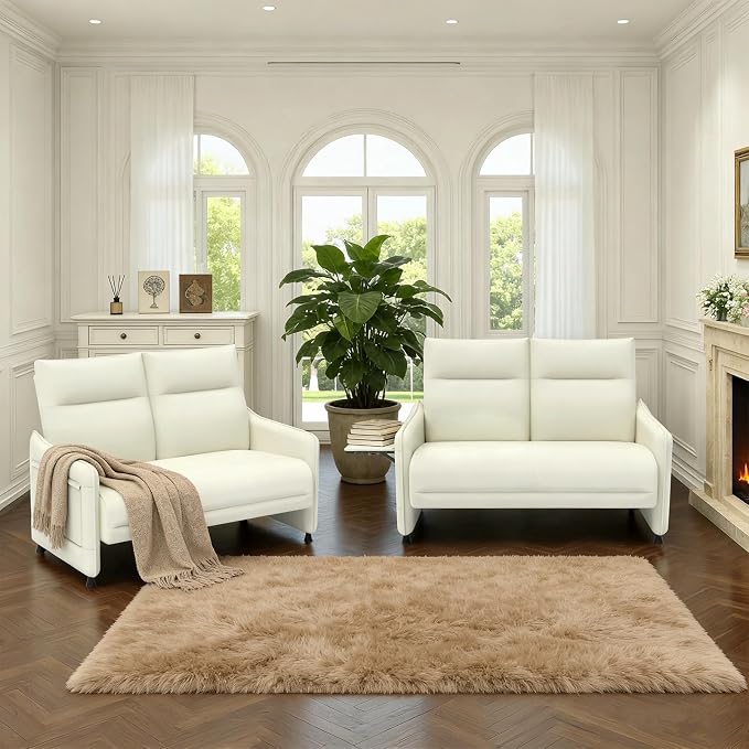 Faux Leather Loveseat, Upholstered Loveseat - Image 8