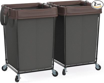 2PK Laundry Hamper with Wheels, Rolling Laundry Basket with Wheels Laundry by Mefirt