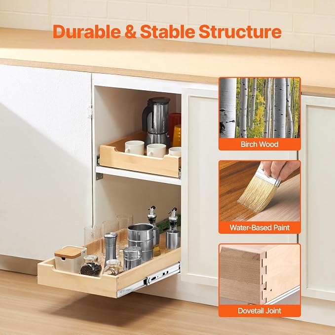 VEVOR Pull Out Cabinet Organizer, Soft Close Slide out Shelf, Heavy-Duty - Image 2