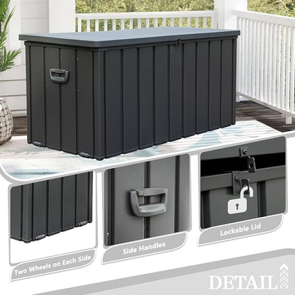 Domi 100 Gallon Deck Box, Metal Outdoor Storage Box - Image 3