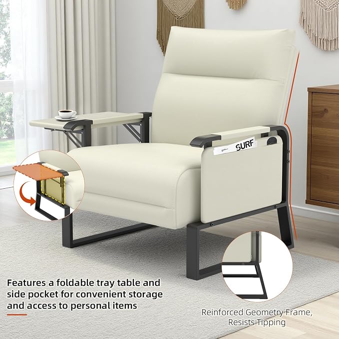 Upholstered Accent Chairs Set of 2, Modern Faux Leather Sofa Chairs - Image 4