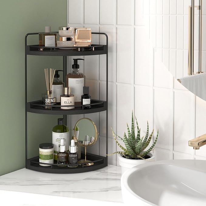 Fixwal Corner Bathroom Counter Organizer, 3 Tier Rustic Bathroom Organizer - Image 5