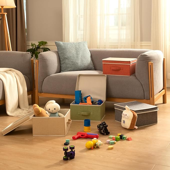Storage Bins with Lid, Foldable Clothing Storage Box case with Handle - Image 4