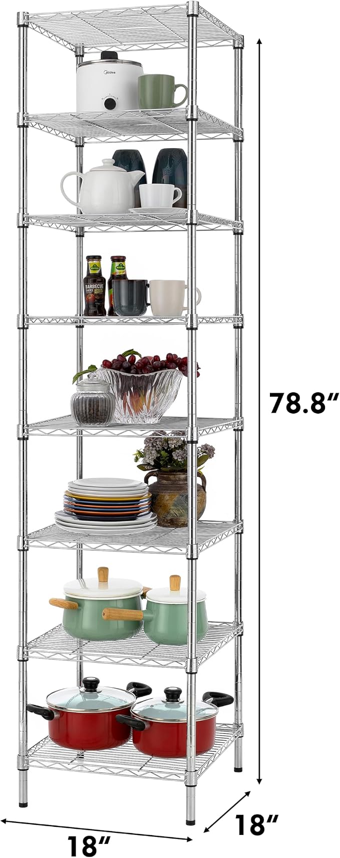 Finnhomy Heavy Duty 8 Tier Wire Shelving, Pantry Shelves - Image 2