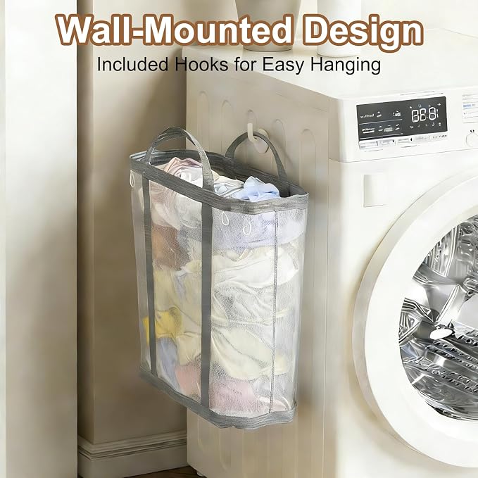uxcell Collapsible Laundry Basket, Mesh Hamper - Image 7