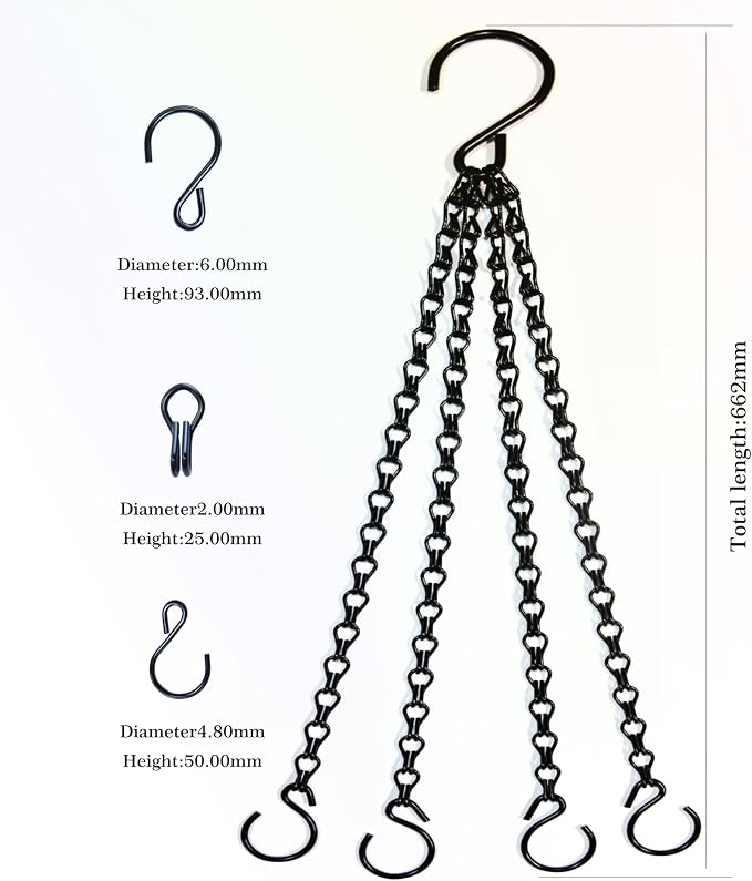 2Packs 26inch 90lbs Black Heavy Duty Metal Hooks Hanging Chains Hangers - Image 4