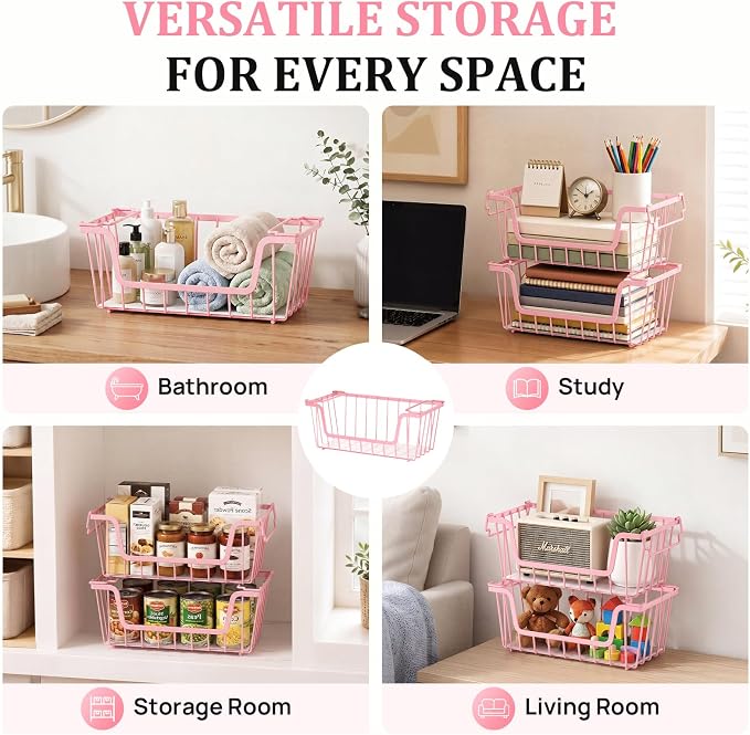 SUNALLY Stackable Storage Bins 6 Pcs Wire Baskets Freezer Organizer, Vegetable - Image 7