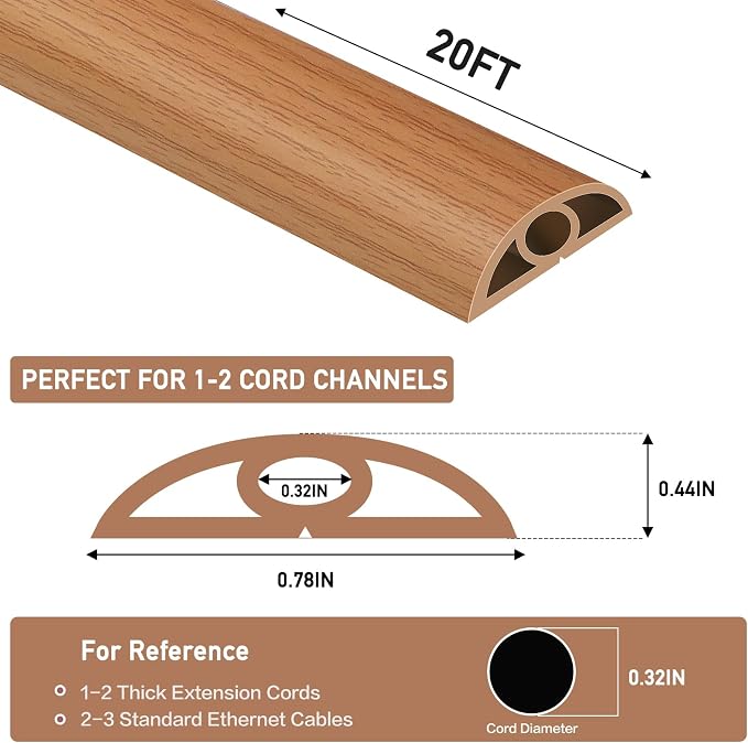 Floor Cord Cover Self Adhesive Cord Hider Floor Extension Cord Covers - Image 2