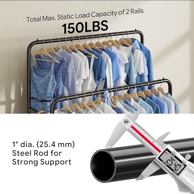 Simple Trending Clothing Clothes Rack Double Rods - Image 5