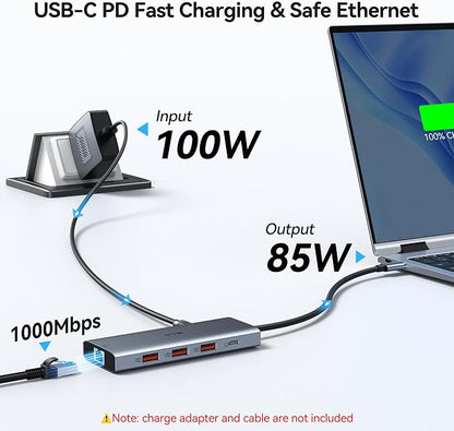 Laptop Docking Station 3 Monitors USB C to USB C Hub Dual Monitor Adapter | USB - Image 6