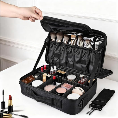 Greenfeather Travel Makeup Bag, Professional Cosmetic Train Case Organizer by Greenfeather
