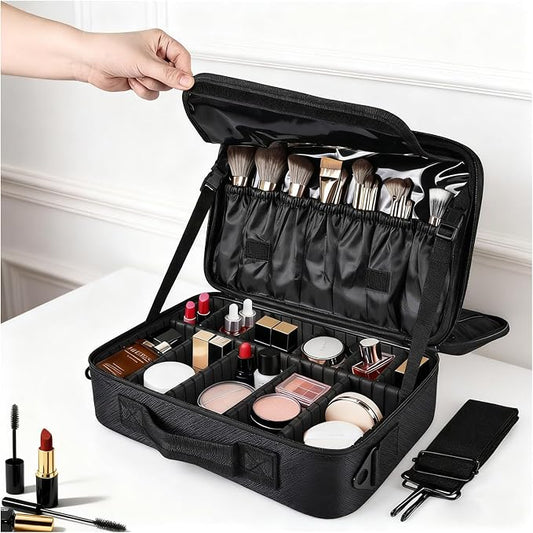 Greenfeather Travel Makeup Bag, Professional Cosmetic Train Case Organizer by Greenfeather