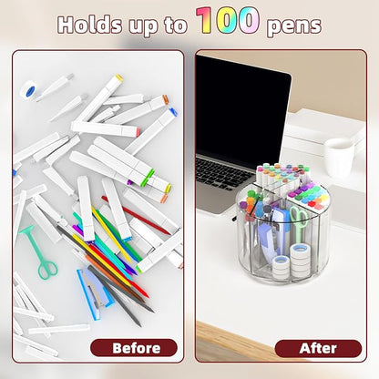 Absonic Pencil Holder for Kids, 360 Rotating Pen Holder for Desk Organizer and - Image 2