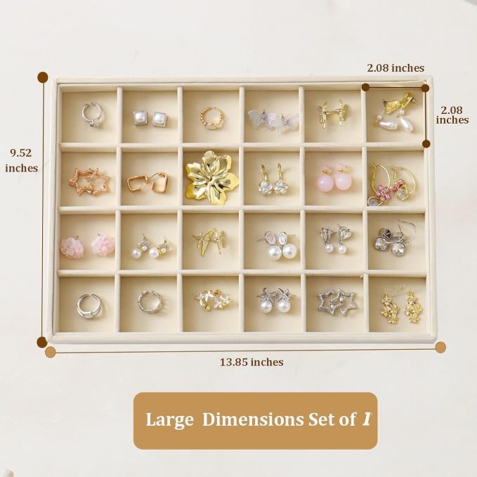 Large Jewelry Organizer for Drawer Insert Velvet Stackable Jewelry Trays for - Image 3