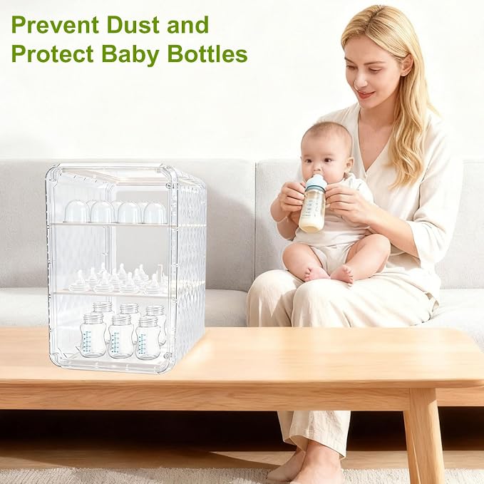 Baby Bottle Organizer, 3/4 Tier Bottles Storage Organizers, Pump Parts - Image 5