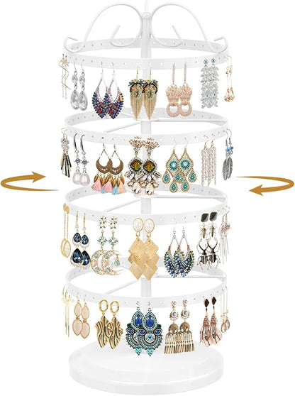 MODOWEY Rotating Earring Holder Organizer Stand, 4 Tiers Metal Tree, Display by MODOWEY