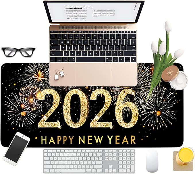 2026 Happy New Year Gaming Mouse Pad 31.5"x11.8"Desk Mat Anti-Slip Rubber Base - Image 8