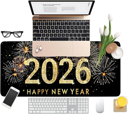 2026 Happy New Year Gaming Mouse Pad 31.5"x11.8"Desk Mat Anti-Slip Rubber Base - Image 8