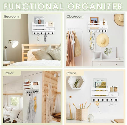 VIS'V Key Holder Wall Mount, Wooden Mail and Key Organizer, Small Shelf - Image 7