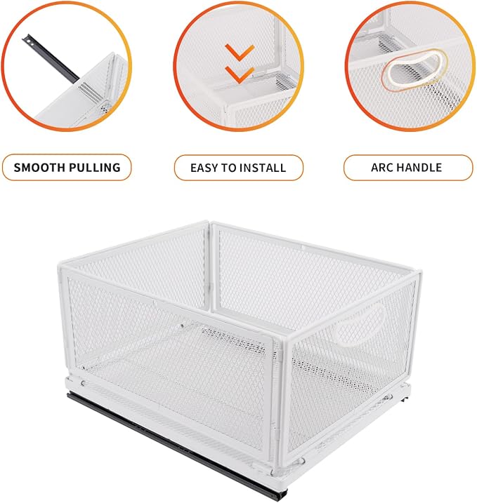 Sliding Cabinet Basket Organizer Drawer Self Adhesive Slide out Pantry Shelves - Image 4