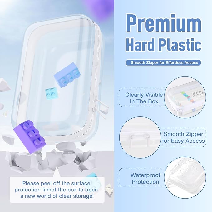 2 Pack Clear Hard Shell Zipper Case, BIiss Plastic Bins - Image 4