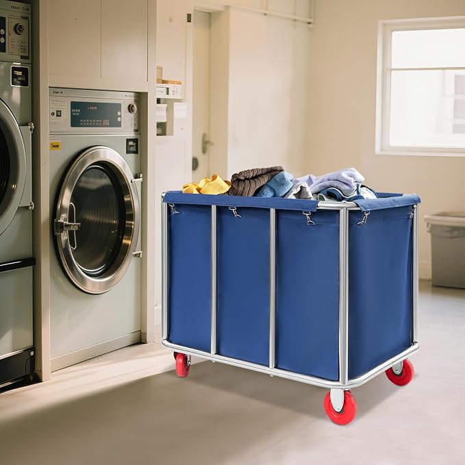 Commercial Laundry Cart with Wheels, Laundry Hamper Cart, Heavy Duty Rolling - Image 8