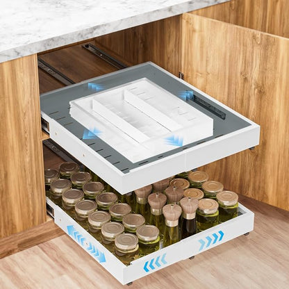 Insputer Pull Out Cabinet Organizer Expandable W & D, Slide Out Drawers by Insputer