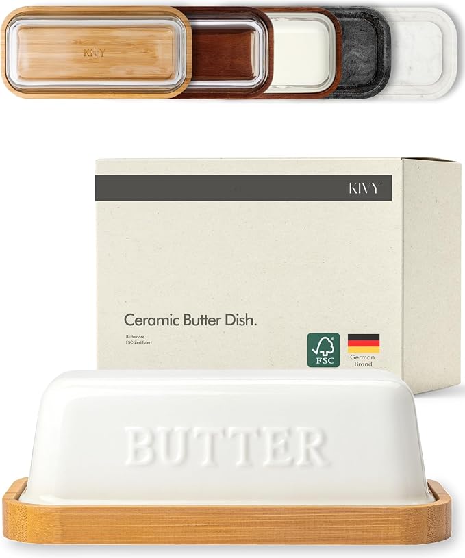 KIVY Ceramic butter dish with airtight lid that keeps butter soft by KIVY