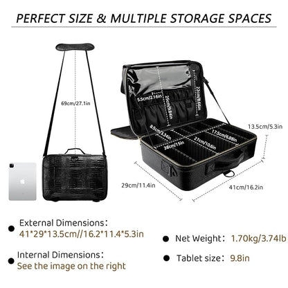 gzcz Large Capacity Travel Makeup Case Organizer, Professional Cosmetic Bags - Image 2