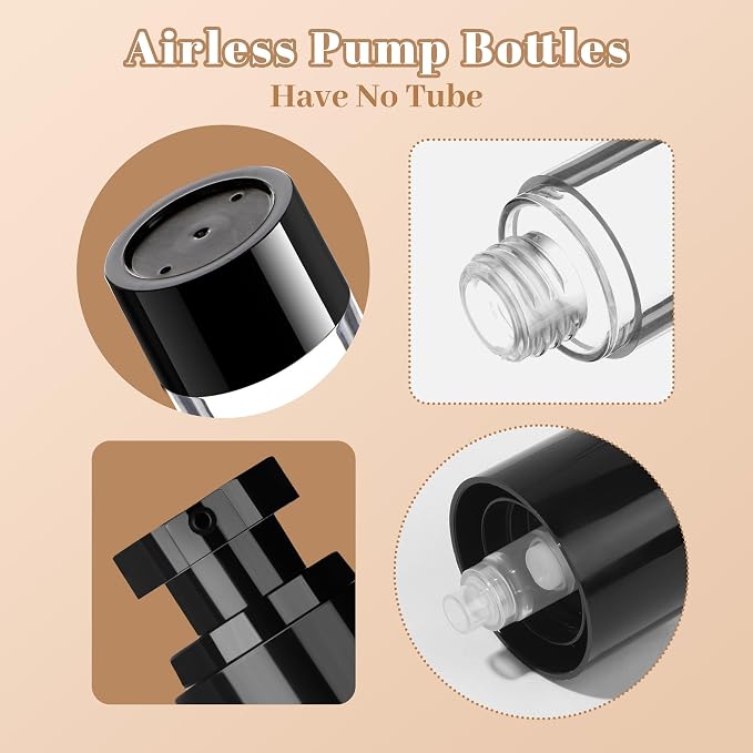 1oz 30ml Airless Pump Bottles, Refillable Leak Proof Travel Pump Bottle - Image 5
