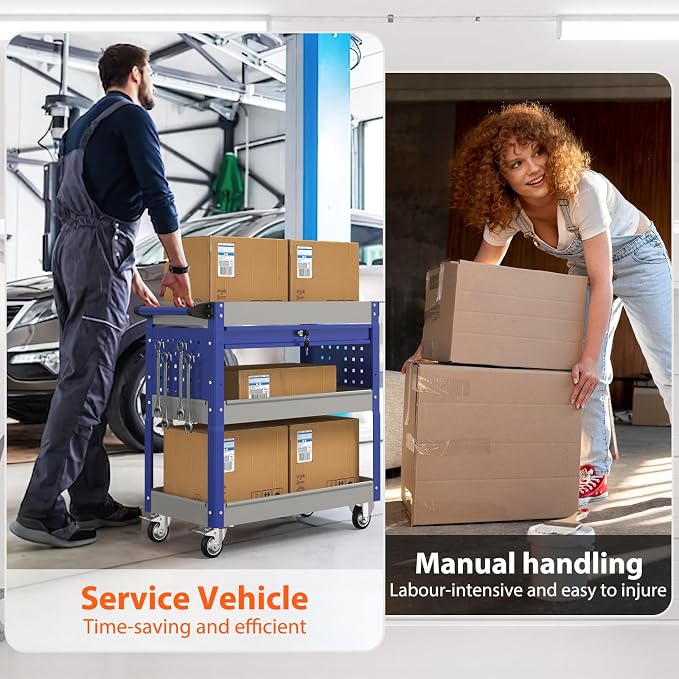3 Tier Rolling Tool Cart On Wheels, Heavy Duty Utility Cart - Image 5