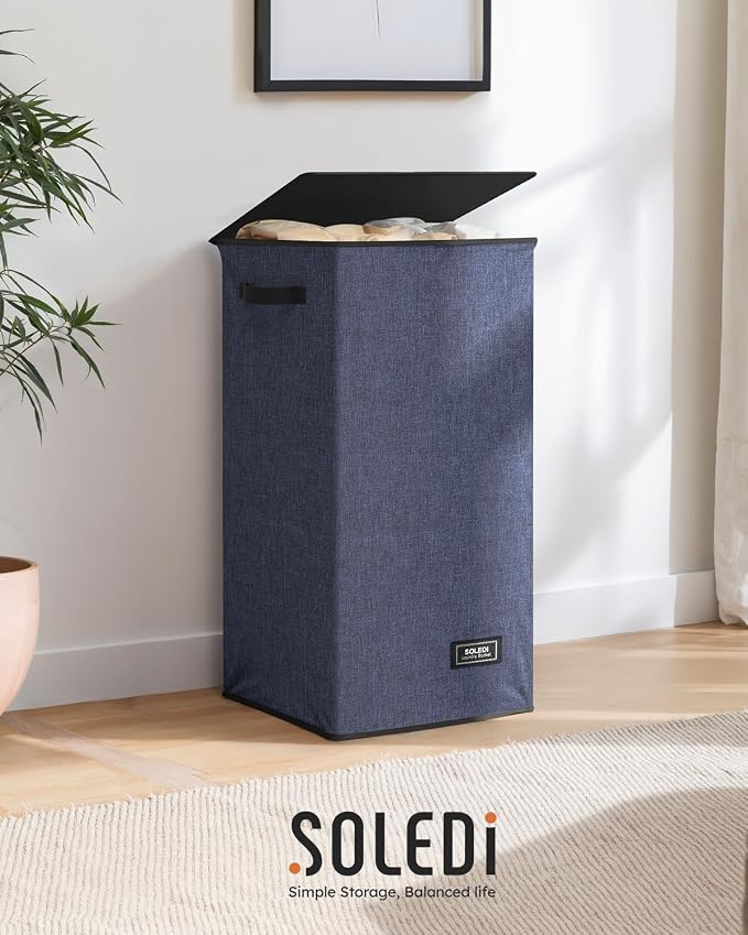 SOLEDI Laundry Hamper with Lid 100L Large & Tall Collapsible Laundry Basket - Image 9