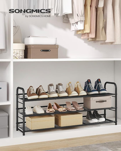 SONGMICS Stackable Shoe Rack, 3 Tier Metal Shoes Rack Storage Shelf, Holds up - Image 2