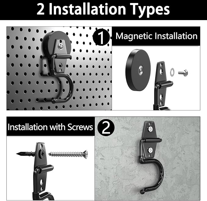 3-H Magnetic Mop Broom Holder and Mop Organizer 4 Pack, Heavy Duty Strong - Image 4