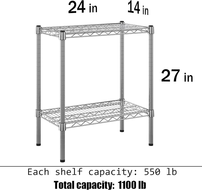 14" Deep x 24" Wide x 27" Height Wire Shelving Kit | 2-Tier |NSF Commercial - Image 3