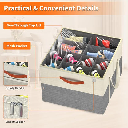 Aokeyee 2 Pack Shoe Organizer for Closet, Foldable Shoe Storage Organizer Box - Image 4