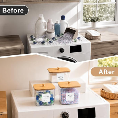 POLRAI 3 Pack Laundry Pod Containers and Dryer Sheet Holder, Laundry Room - Image 7