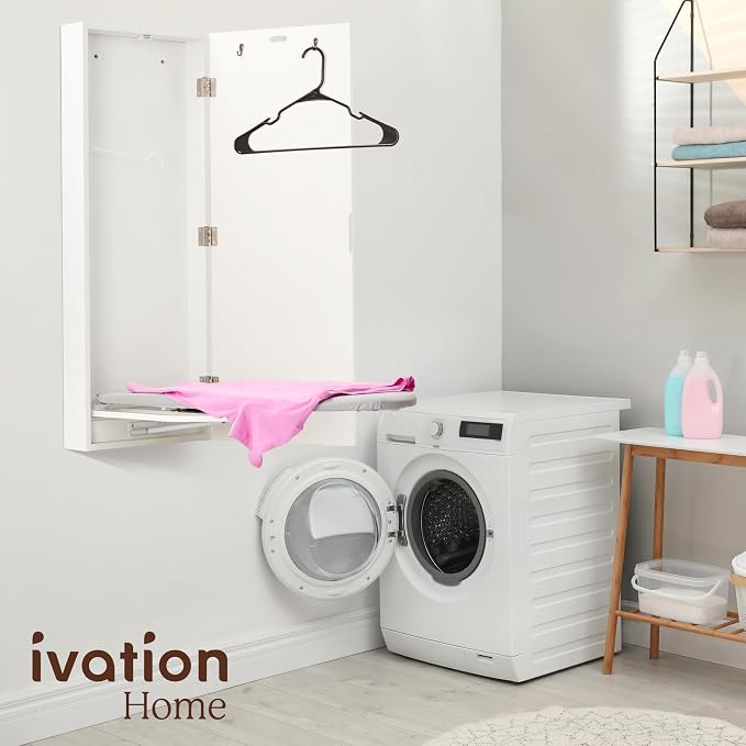 Ivation Wall-Mounted Ironing Board Cabinet, Foldable Ironing Storage Station - Image 8