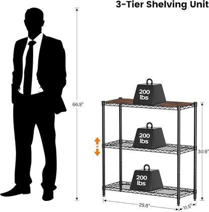 Homeiju 3-Tier Storage Rack, 29.8" Wide Heavy Duty Metal Shelving Unit - Image 8