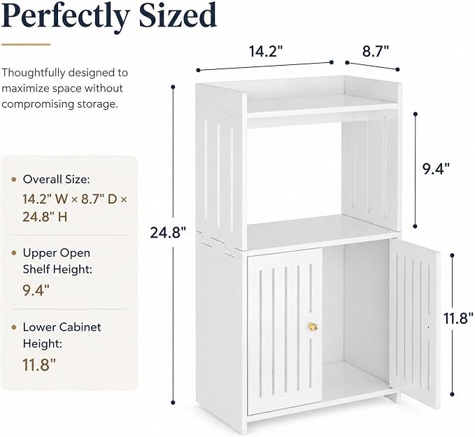 HAYOFAMY 3-Tier Bathroom Storage Cabinet 8.7" D x 14.2" W x 24.8" H | White - Image 2